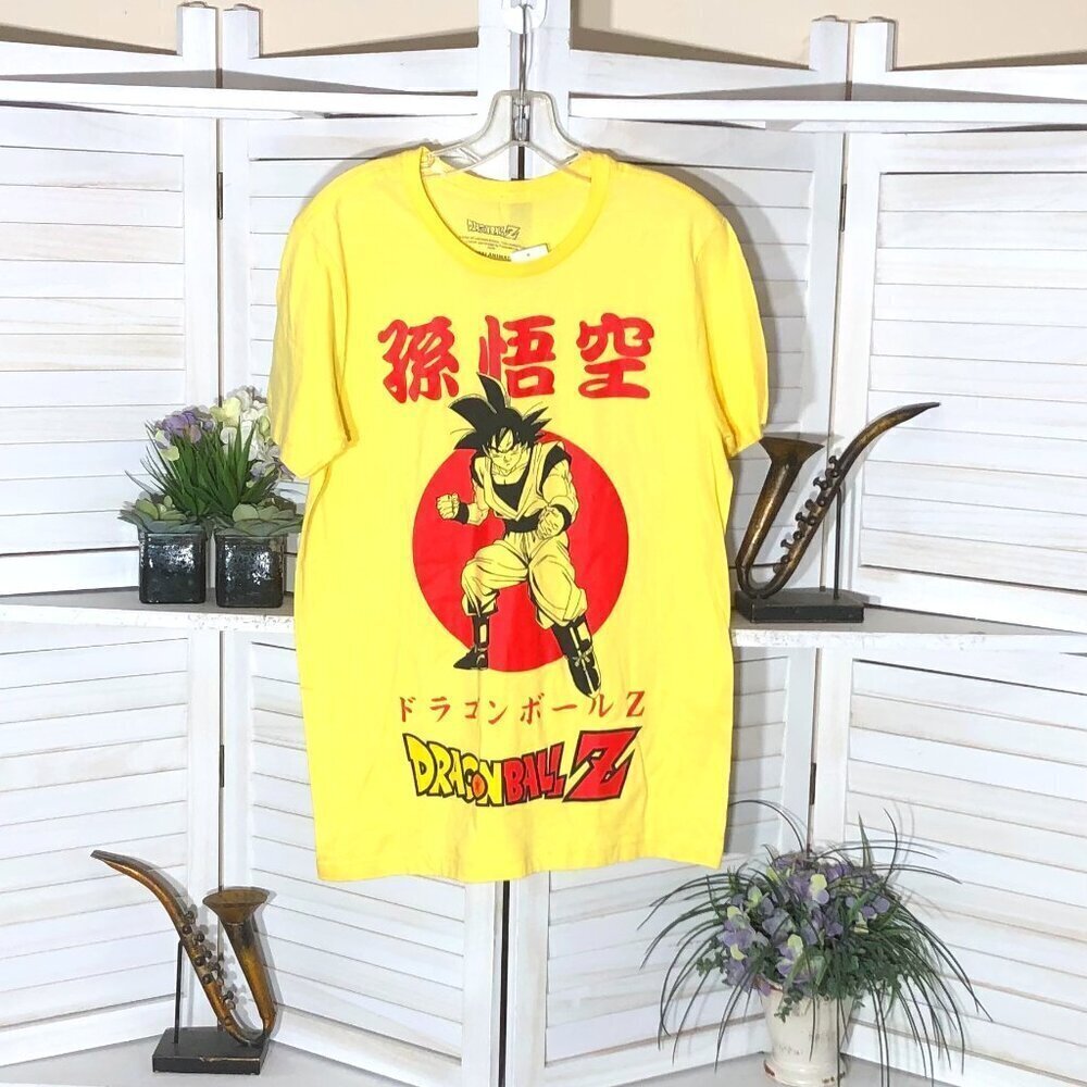 Dragon Ball Z Goku Kanji Yellow Cotton T-Shirt Small